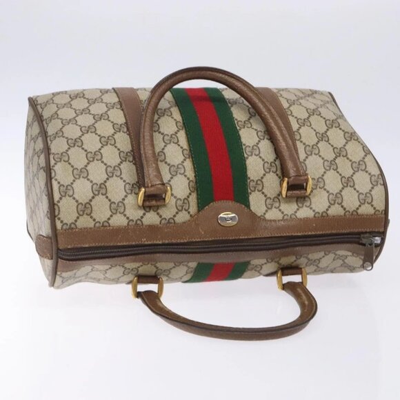 GUCCI GG Supreme Web Sherry Line Hand Bag PVC Beige Gold 39 02 007 Auth BA4056 - Picture 7 of 16